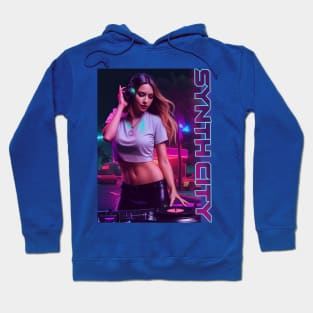 SYNTH CITY - SYNTHWAVE Girl DJ Hoodie